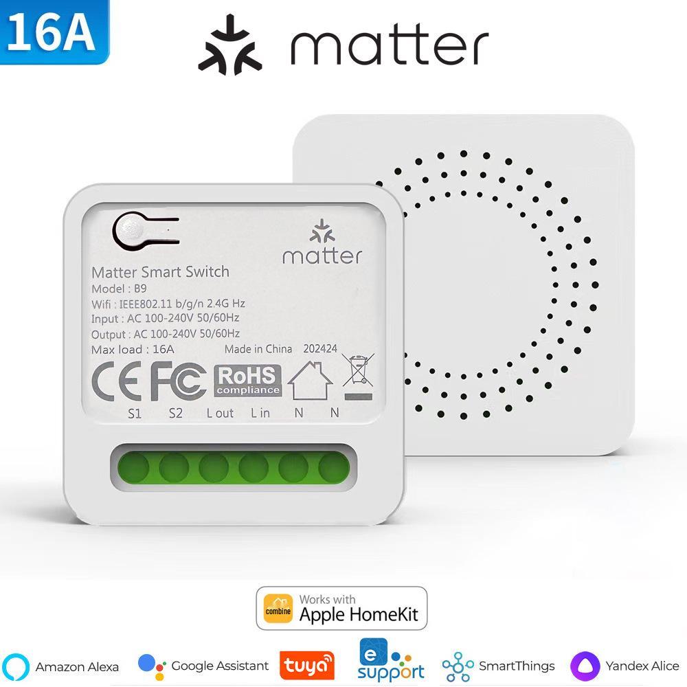 Matteroverwifi Smart HomeKit-Alexa-Google Switch, 10A Voice Control Remote
