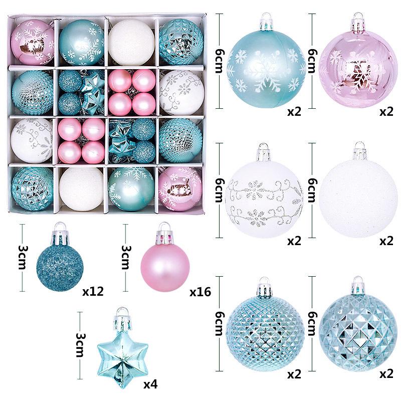 44Pcs Christmas Ball Ornament Set Big Xmas Tree Hanging Pendant Snowflake Merry Christmas Decoration 2025 New Year Party Gift