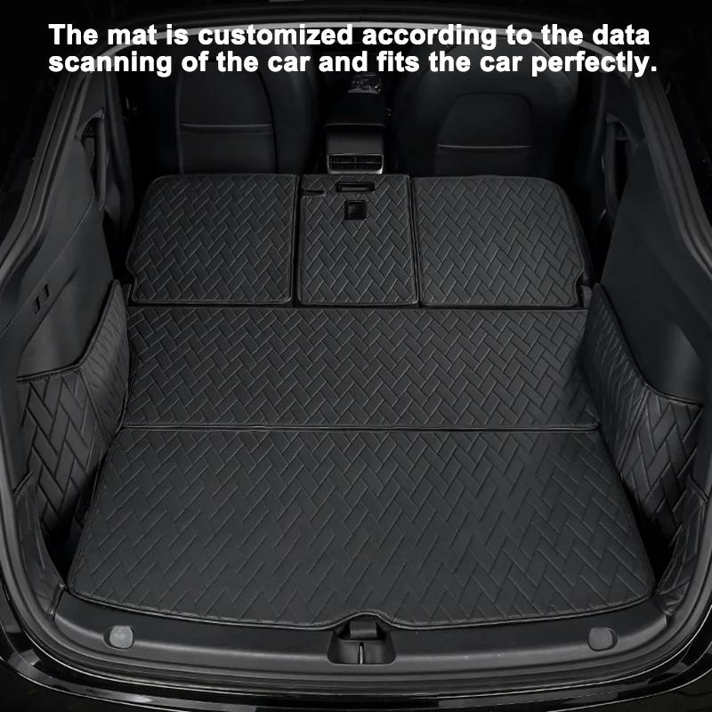 Leather Trunk Mats Fully Surrounded Waterproof Non-Slip Liner Custom Floor Mat for Tesla Model Y 2017 To 2025 Car Accessories