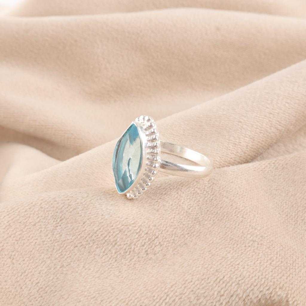 Rare Sky Blue Topaz Gemstone 925Sterling Silver Jewelry Handmade Engagement Ring RR-25-7