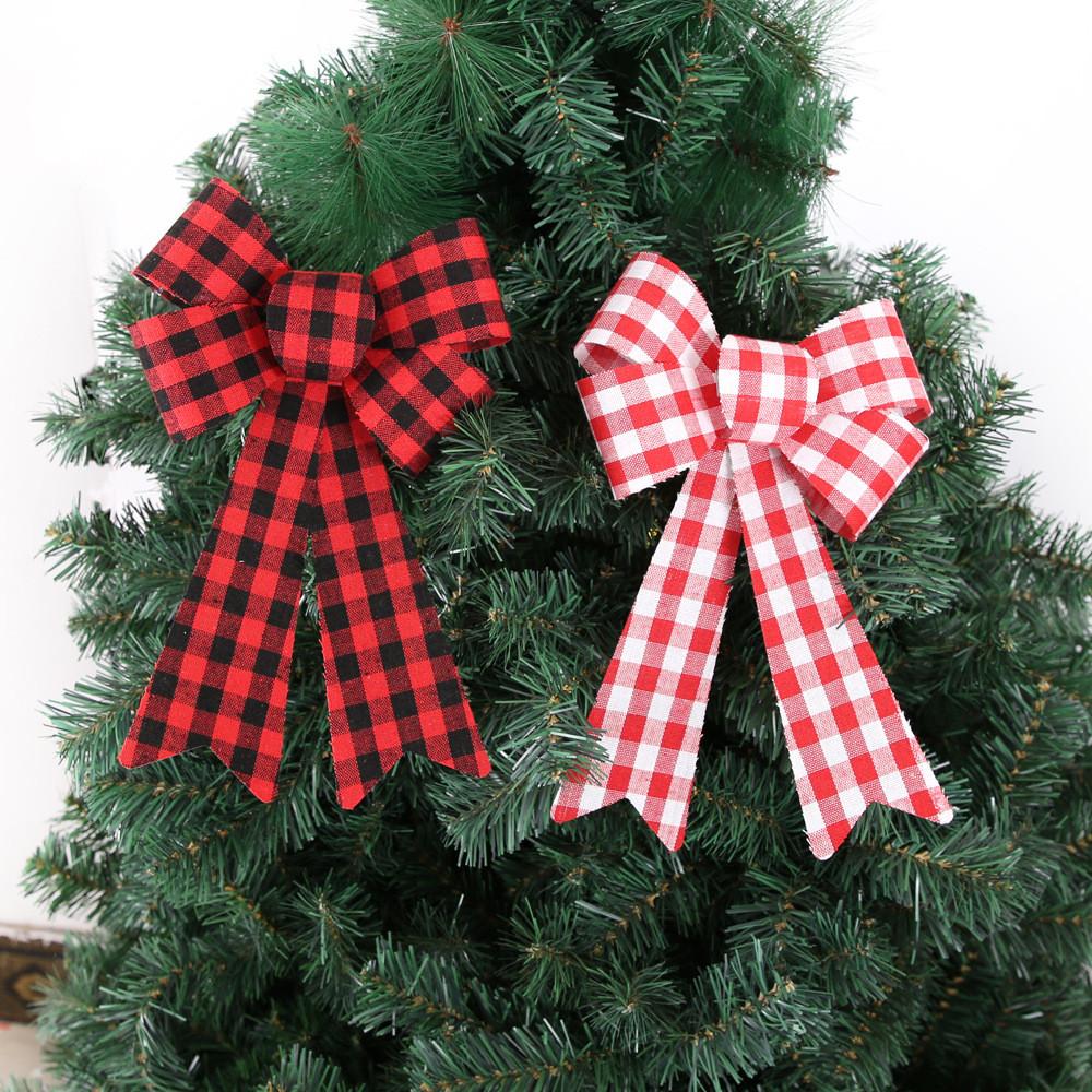 Small Pvc Charming Christmas Bow In Red And White Checkered Design For Decor Festive