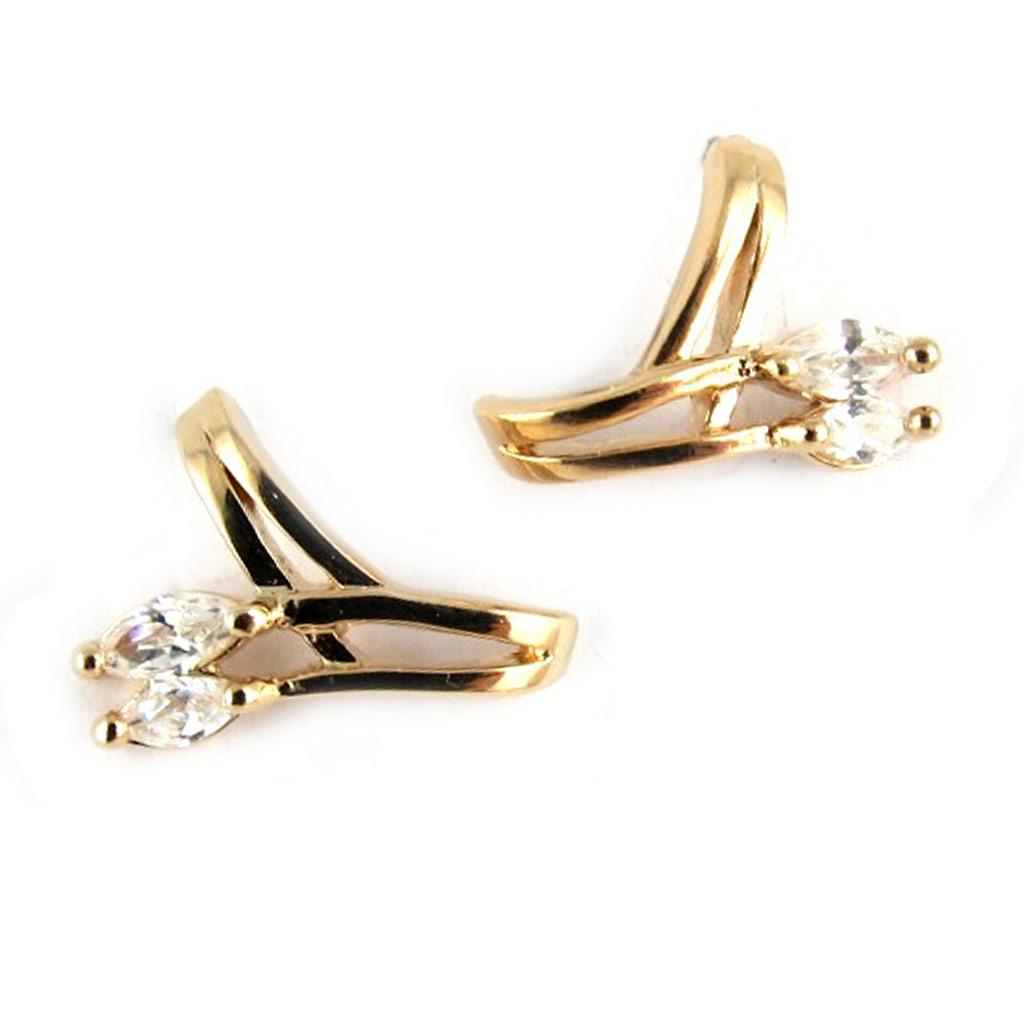 Les Trésors De Lily [B9438] – Weißvergoldete „Epis“-Ohrringe