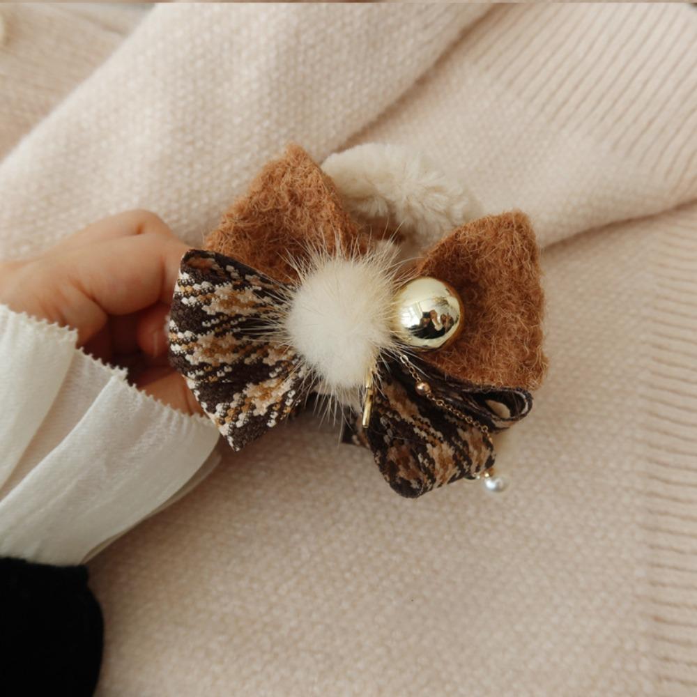 

Cute Bow Christmas Hair Claw Tassel Grab Clip Winter Plush Claw Clip Ponytail Holder Headdress Christmas Shark Clip Festival кофейный
