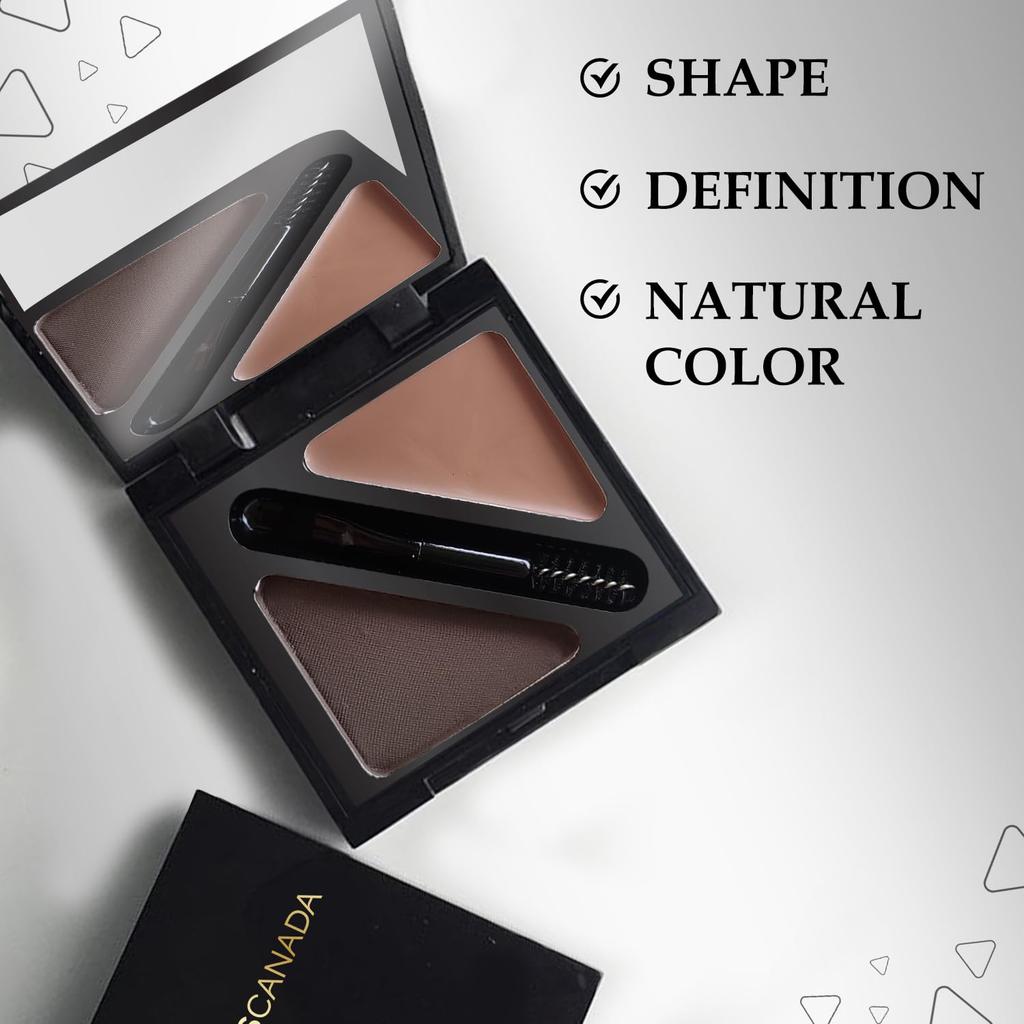 FACES CANADA HD Shape Up Brow Kit - Brown 02, 2.8g | Eyebrow Duo Kit - Wax & Powder With Brush | Long-Lasting | Precise & Natural Looking | Rich