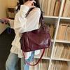 Multi-compartment soft leather tote bag women's shoulder messenger bag