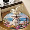 Floral Garden Dog,Ocean View Pet Chair Mat Round Rug Office Carpet, Non Slip, Suitable for Living Rooms, Bedrooms Decor.1205180a