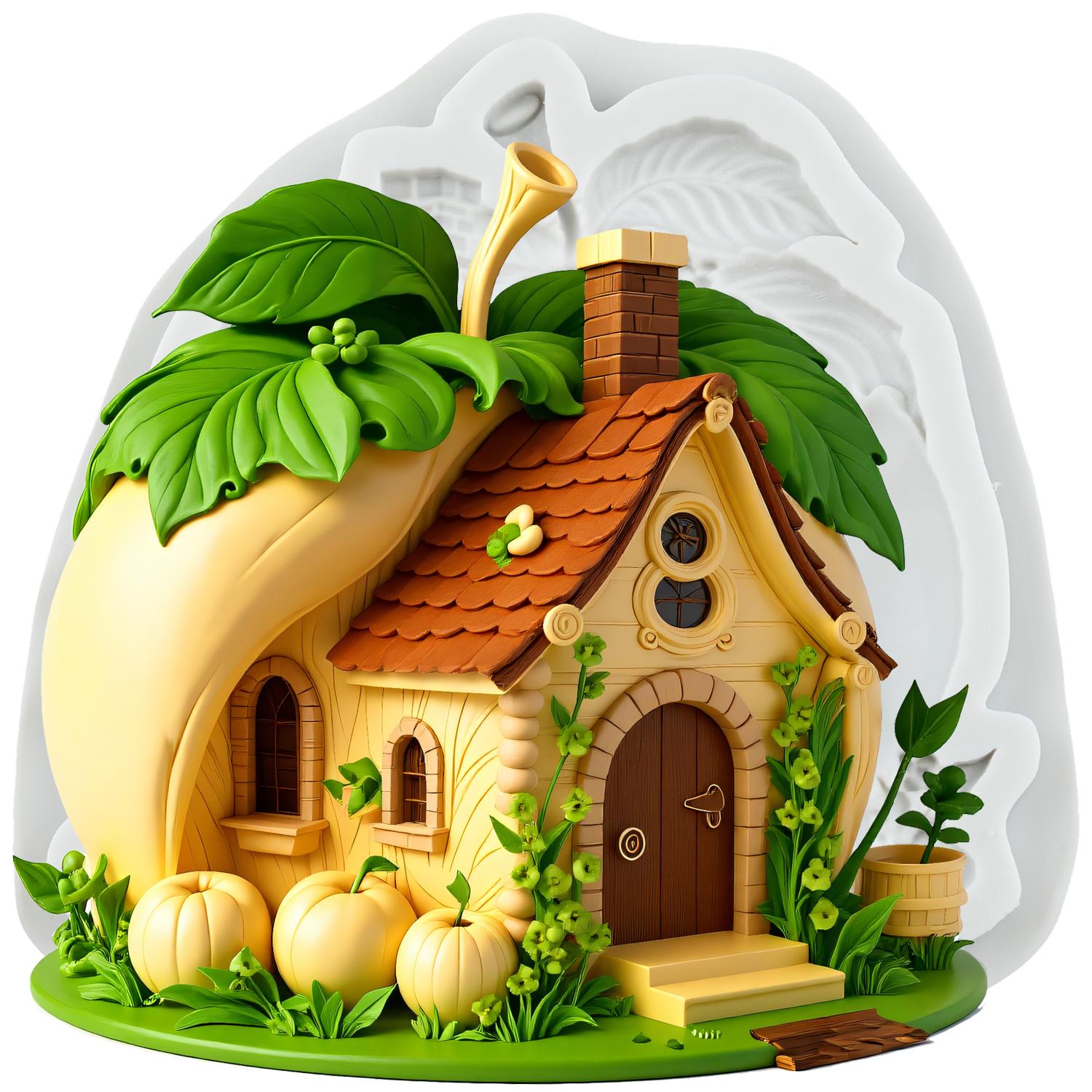 

Strawberry House Silicone Mold Peach House Fondant Molds Cake Decorating Tools Cupcake Topper Candy Resin Clay Chocolate Gumpaste Mold серый