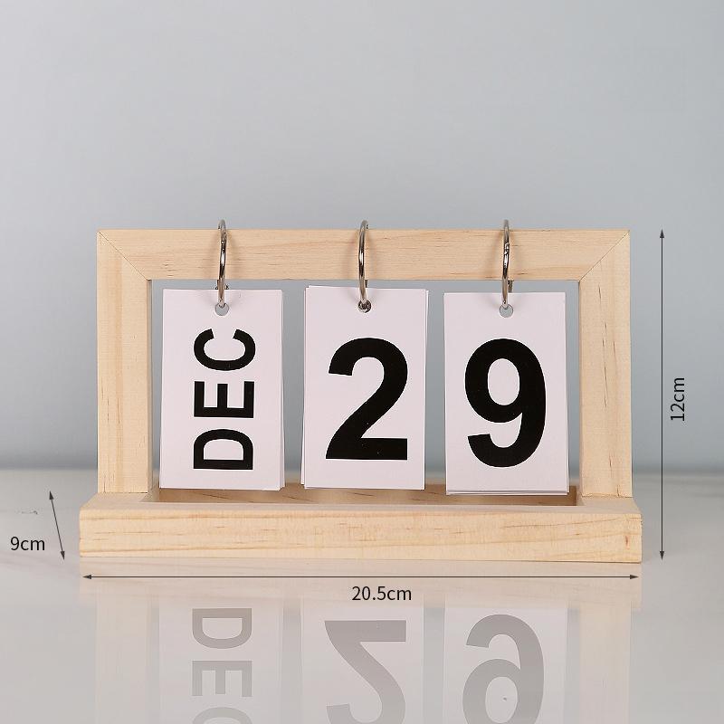 Y Minimalist Wooden Flip Desk Calendar - Vintage Home Office Decor, Dorm Desktop Organizer, Eco-Friendly Perpetual Calendar Gift
