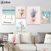 Flower Pineapple Wall Art Canvas Painting Beach Sea Starfish Shell Poster Landscape Print Nordic Wall Pictures Living Room Decor