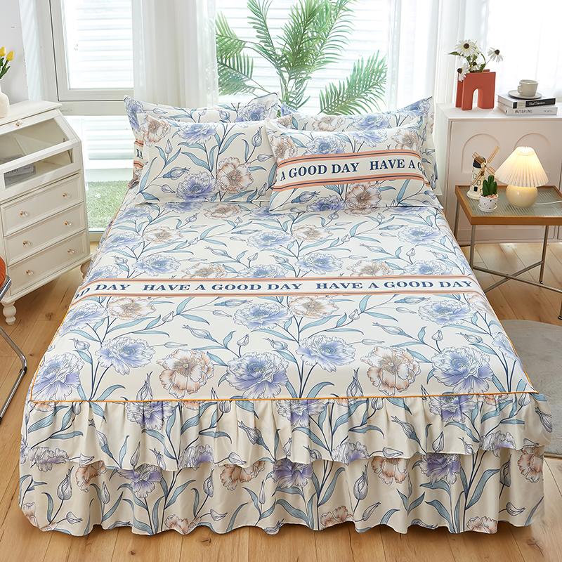 1 stk Sengeteppe i pastoral stil colchas de cama matrimonial Dobbel blondeskjørt til seng King Laken Skjørt (putevar trenger bestilling)