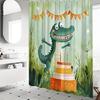 Friendly Dinosaur with Party Flags Shower Curtain - Water-Resistant, Easy To Clean, Adds a Fun and Playful Touch To Your