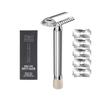 Mingshi Adjustable Safety Razor 9-Speed Sharpness Professional Manual Shaver Men'S Shaving Razor Zinc Alloy Metal With 5 Blades