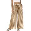 Women's Striped Loose Casual Comfortable High Waist Wide Leg Straight Drawstring Pocket Casual Pants
