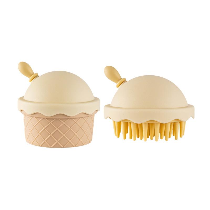

Расчески для массажа кожи головы в форме мороженого с крышкой и зеркалом, щетка для массажа шампунем для детей, инструмент для мытья волос в салоне и парикмахерской жёлтый