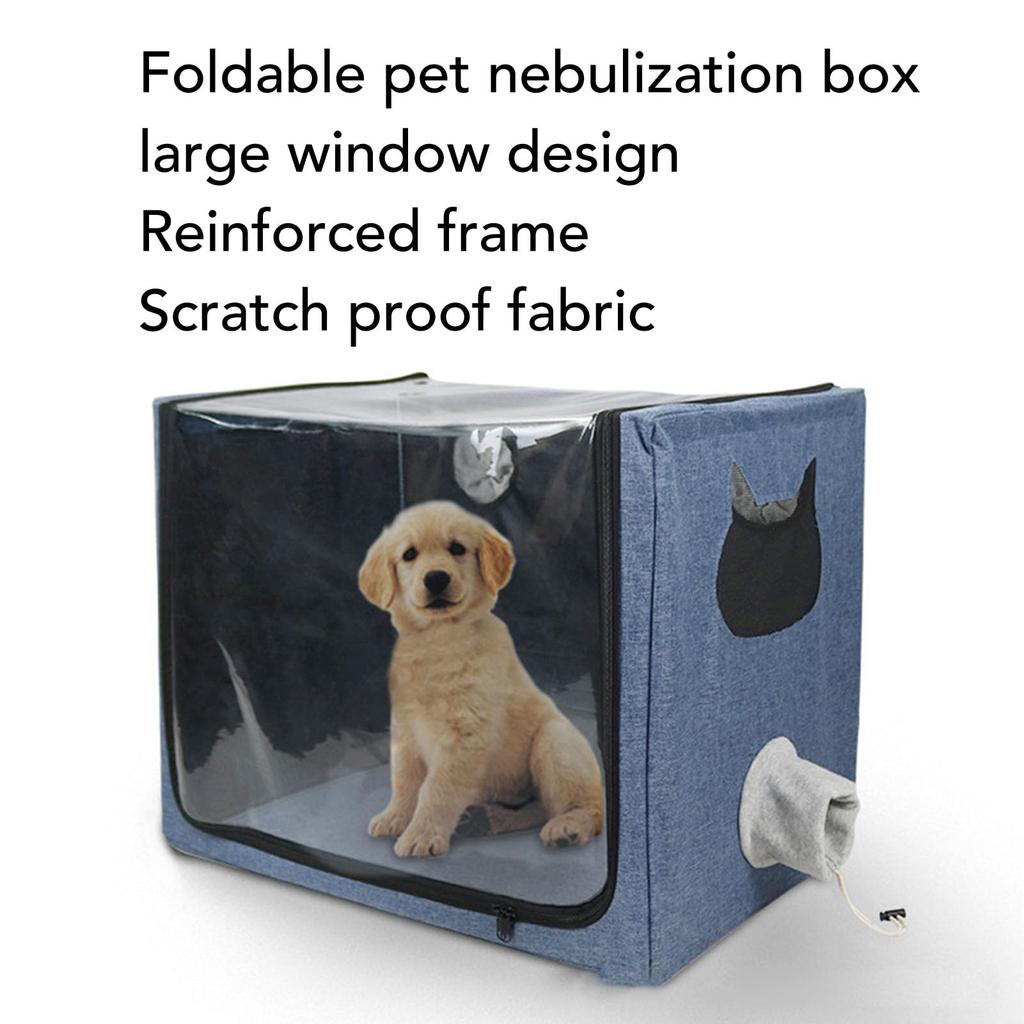 Nebulizer Dog Tent, Spacious Foldable Pet Nebulizer Nest with Double Holes, Multi-functional Dog Crate for Home Pet Hospital