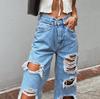 High Waist Wide Leg Ripped Jeans for Women - Slimming and Trendy