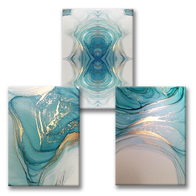 Dark Green Marble Abstract Oil Painting Nordic Wall Art Modern Home Living Room Decoration Poster