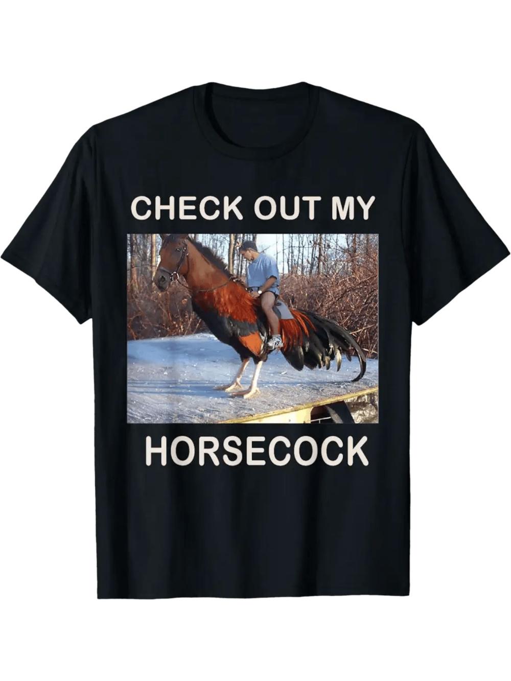 Plus Size Mens Clothing CHECK OUT MY FUNNY HORSECOCK TSHIRT  Unique Black TShirt Stylish Loose Fit Couple Streetwear TShirt 3XL