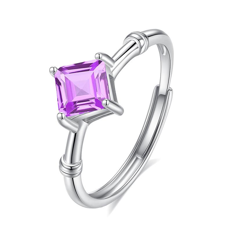 S925 Sterling Silver Ring Women s Square Natural Peridot Topaz Ring Premium Accessories Women s Daily Jewelry Gift Adjustable opening