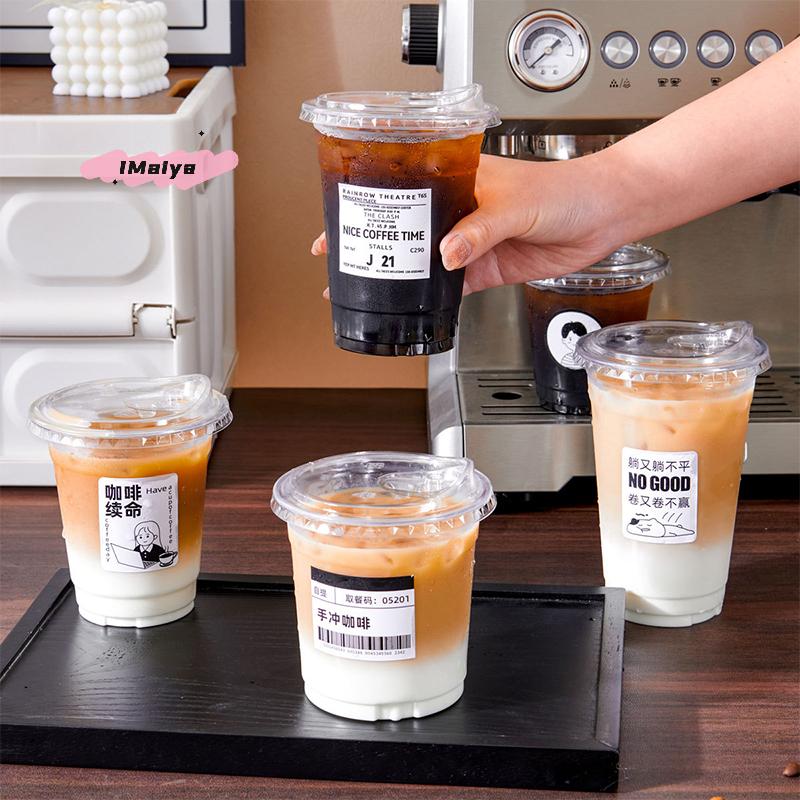 10Pcs Clear Plastic Cup With Strawless Lids Disposable Cups For Iced Coffee Or Juice Party Smoothie Milkshake Cold Drinks