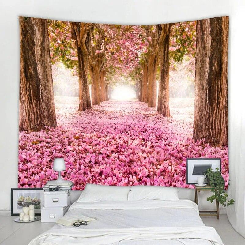 Naturlig väggtapet Mandala Trädgård Landskap Bohemisk rumsinredning Psykedelisk Tapiz Hippie Sovrum Tygmatta