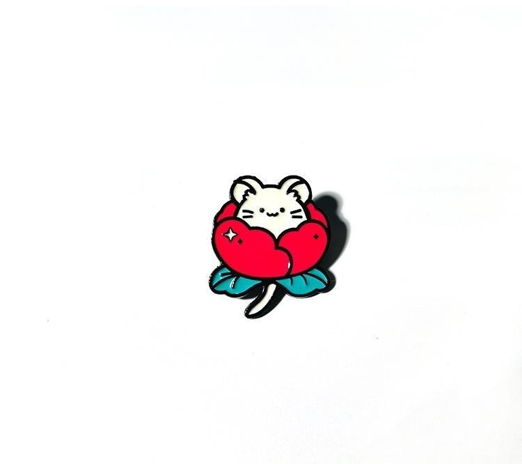 Trendy Metal Cartoon Cactus Brooch: Creative Backpack Decoration with Personality красный