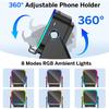 (améliorer)Haut-parleur à induction sans fil à auto-induction 5 en 1, support de téléphone avec 8 lumières RVB, son surround, support de téléphone Bluetooth portable