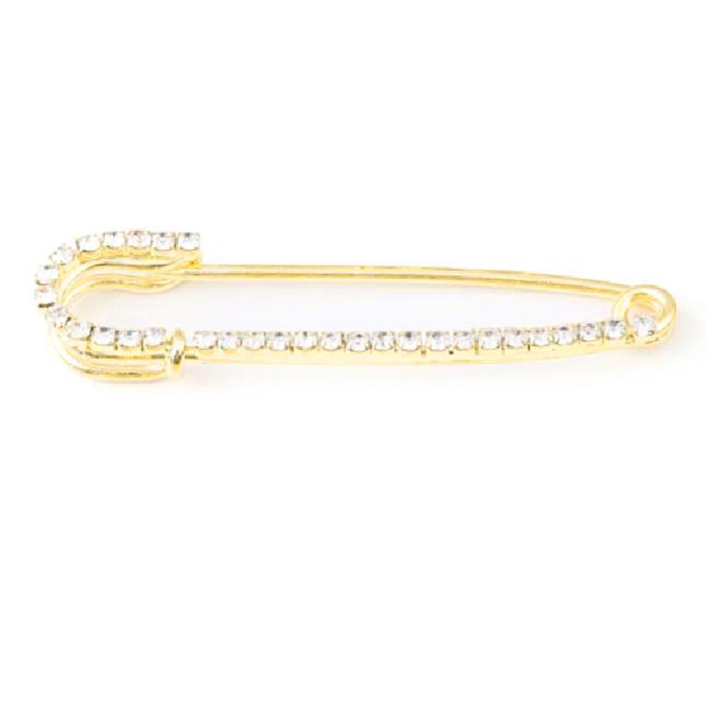 2pcs/lot Alloy Rhinestone Brooches Gold Silver Color Fixed Pins Brooch For Women Dress Safety Pin Brooches DIY Jewelry Making