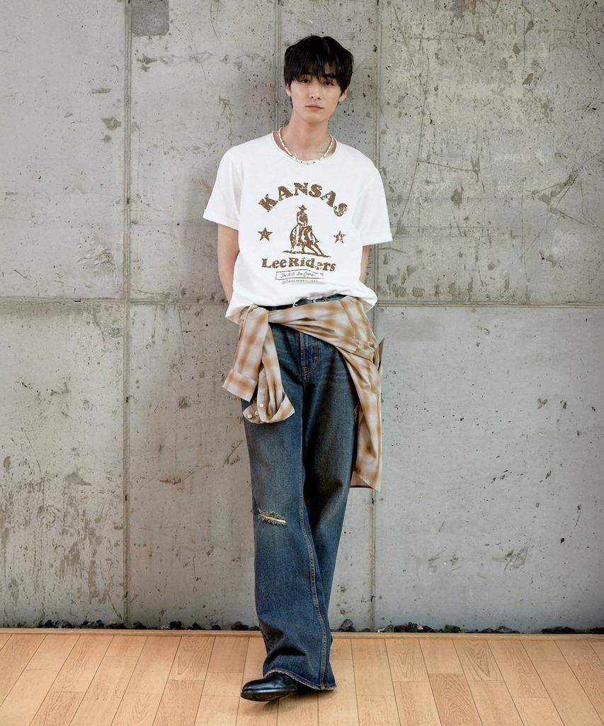 LEE Flare Fit Damaged Denim Pants Indigo Dark