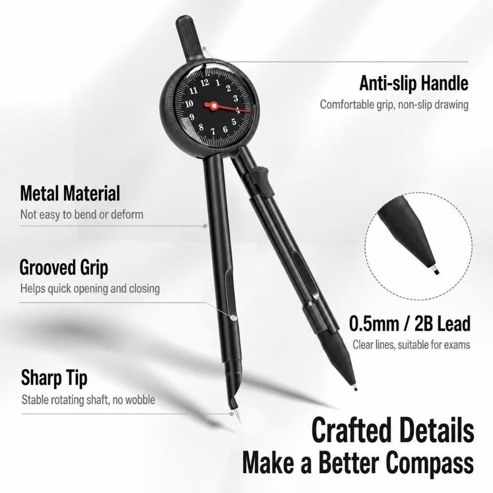 High Precision Drawing Compass Set Geometry Compass Tool For Student Exams