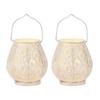 Set of Two Moroccan Style Battery Lantern Durable Garden Metal Round Lamp for Holiday Decoration (2pcs)