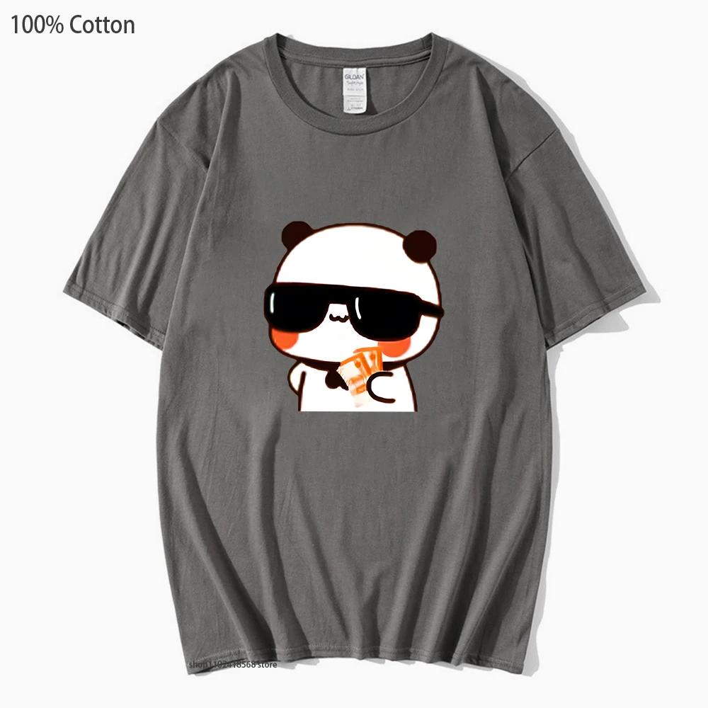 Couple Tshirt Bubu and Dudu PANDA BEAR Love Rich Lovers Graphic T-Shirts Men Woemn Panda Bear Clothes 100% Cotton Tee Top