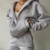 Frauen Einfarbig Langarm Mit Kapuze Hoodies Anzug Herbst Winter Lose Top Breite Bein Hosen