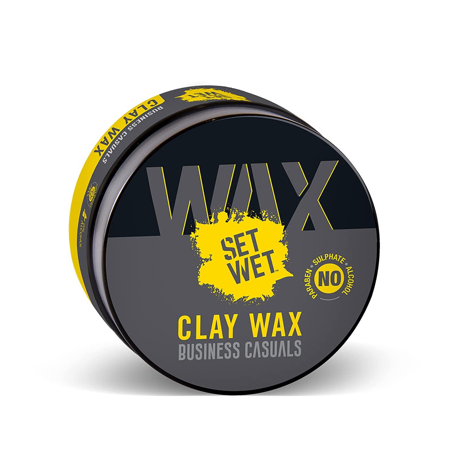 

Set Wet Hair Wax For Men Hair Clay 60g Strong Hold Ultra Matte Restylable Easy Wash Off