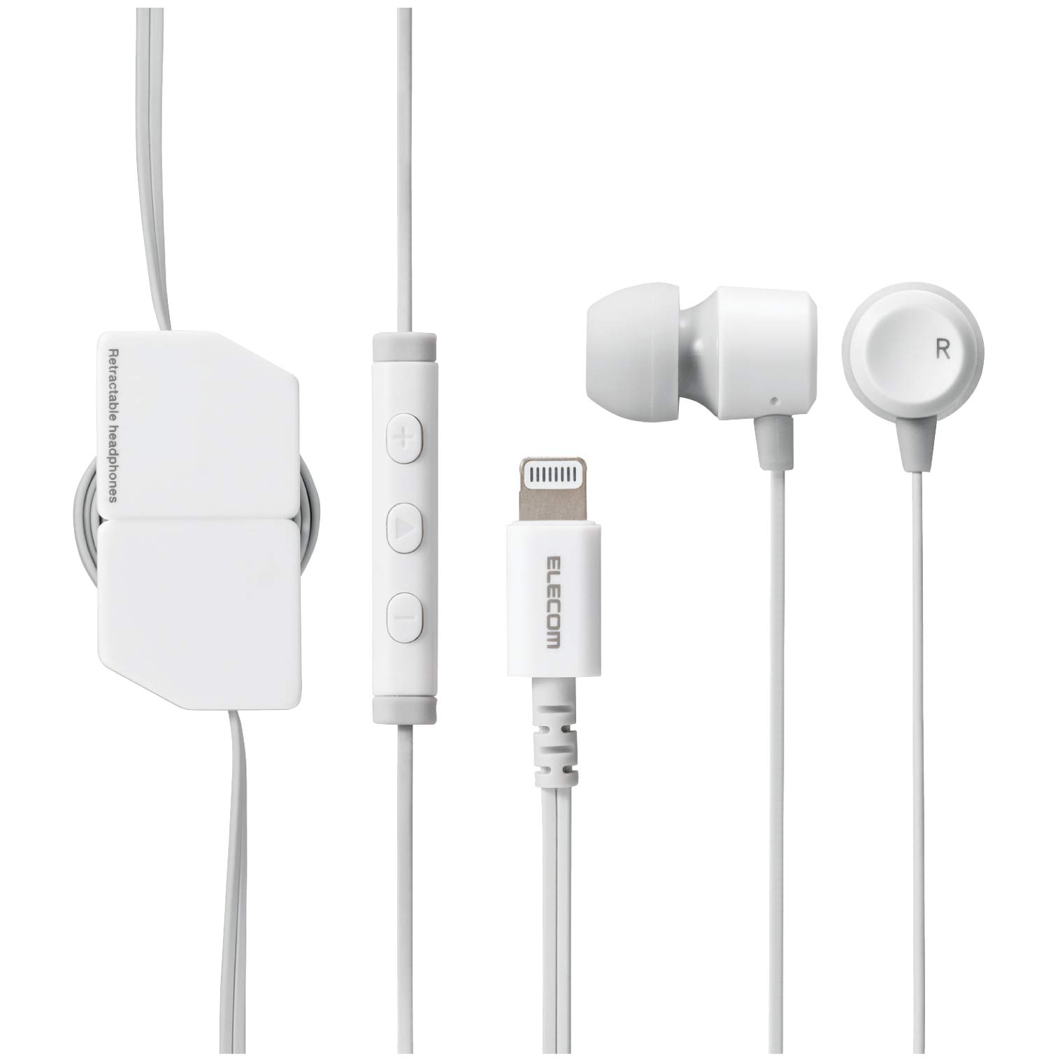 

ELECOM Fast Music Stereo Earphones, In-Ear Type, Lightning with Mic, White, EHP-LFR10CMWH