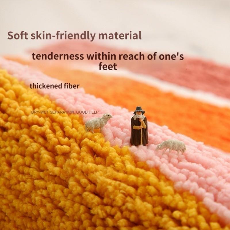 Fresh Color Living Room Entrance Bathroom Absorbent Non-Slip Foot Mat Imitation Cashmere Dirt Resistant Carpet Home Decor