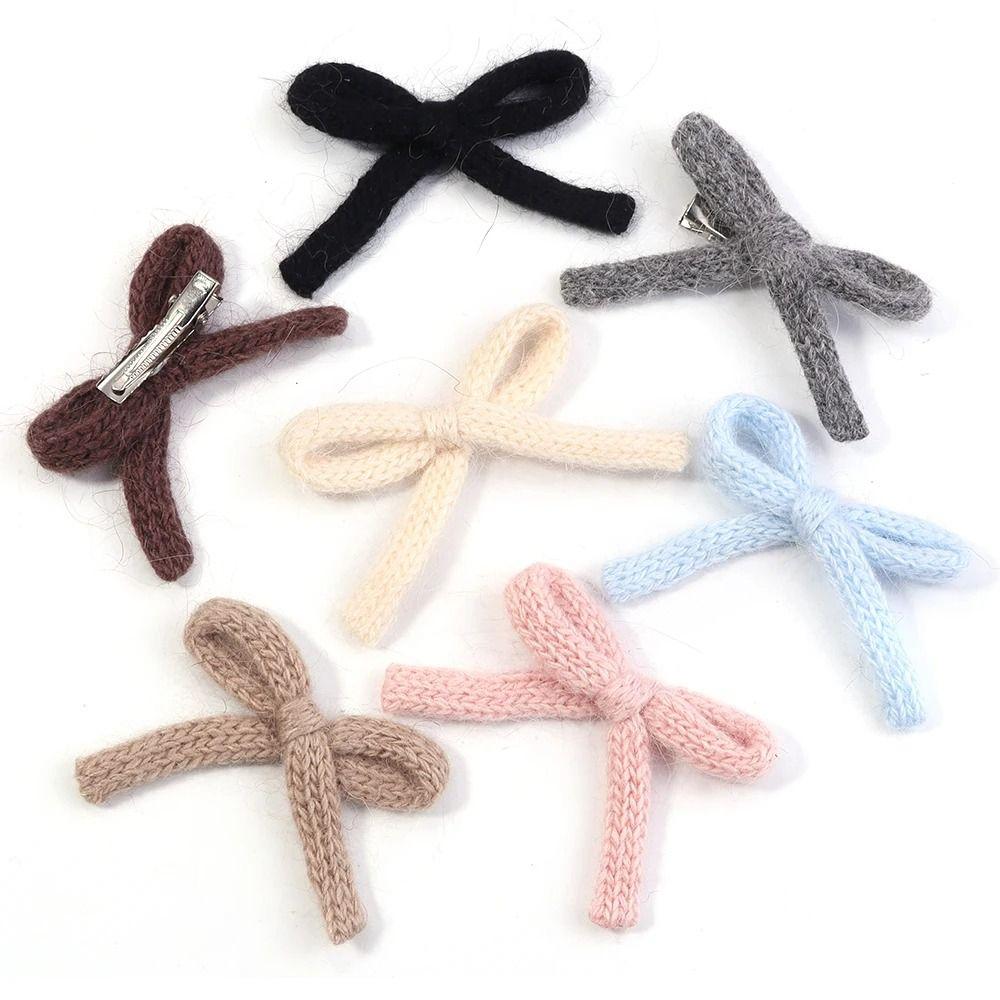 6pcs/lot 5X7cm Knitted Bows Candy-colored Handmade Cotton Bowknot Flower Bow Tie Craft for DIY Clothing Shoes Hats Accessories