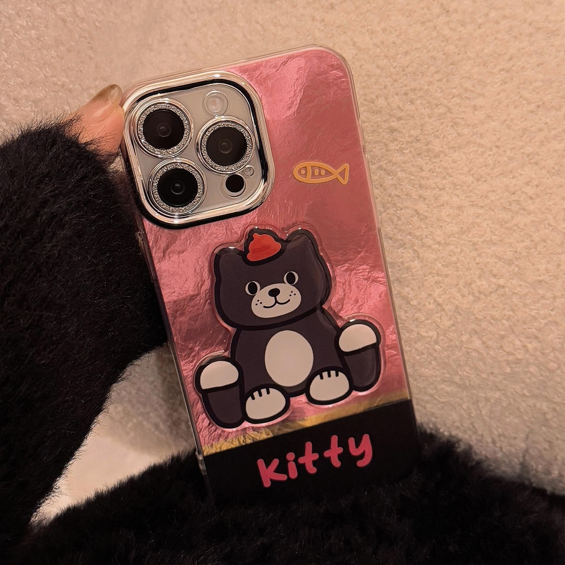 

Милая и крутая девушка Трехмерный кот Подходит для 17promax Чехол для мобильного телефона Apple IPhone 16 Леопардовый принт Цепочка 13 Жесткий 14 12pro