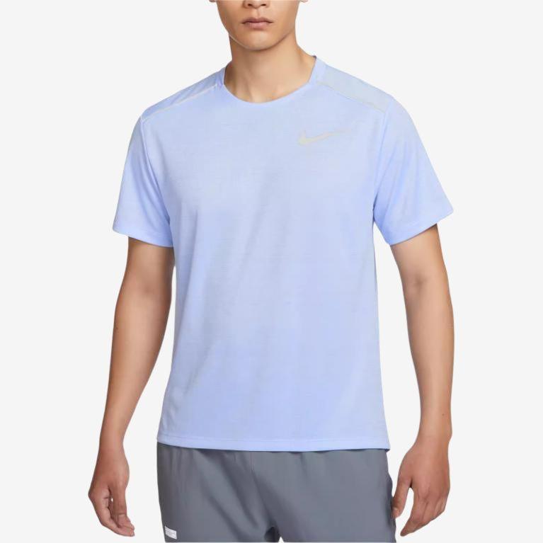 Nike Miler Logo Print Pullover Quick-Dry Running Reflective Breathable Crew Neck Short Sleeve T-Shirt Men T-Shirts Cobalt-Blue AJ7566-479