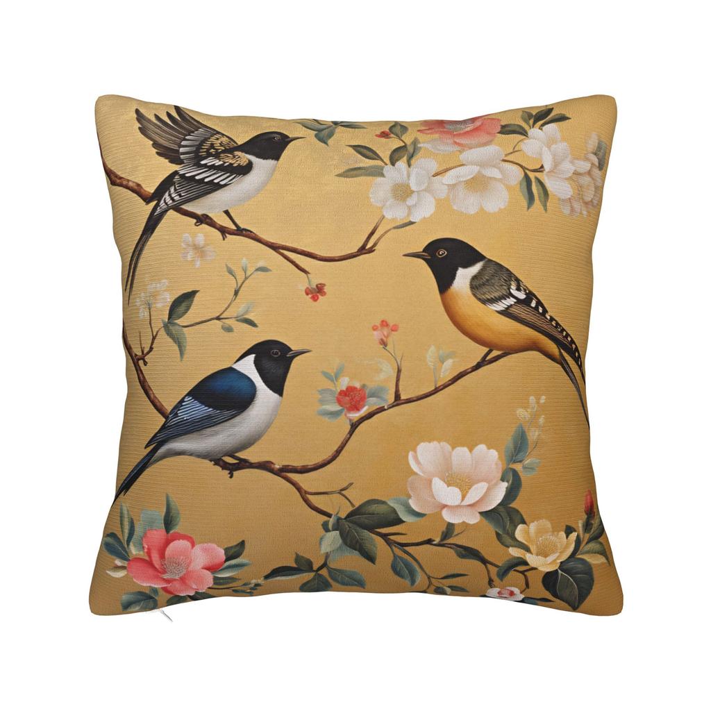Flowers And Birds Pillow Cover Vintage Pillow Case For Living Room Bed Chair Comfy Pillowcases Gift Idea