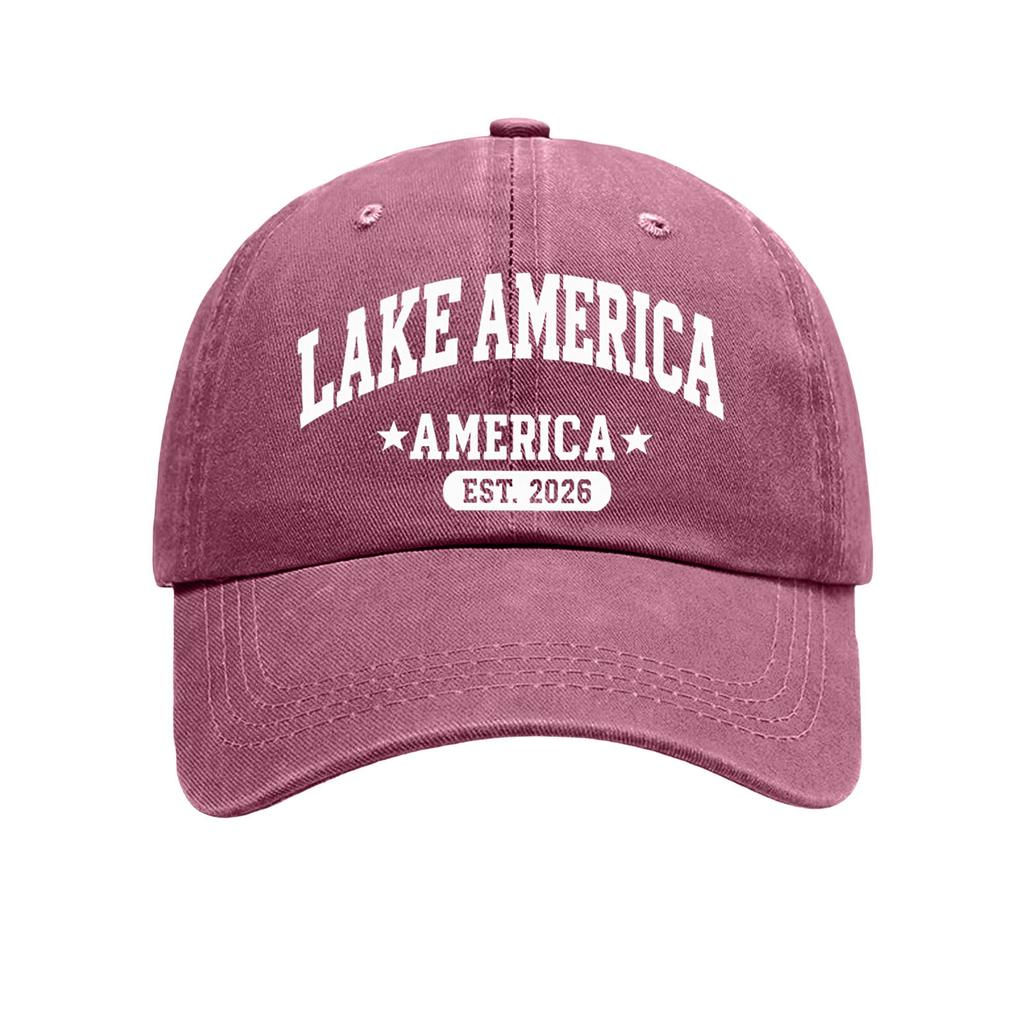 Washed Soft Top Baseball Cap AMERICAS Women's Fashion Printed Curved Brim Outdoor Sun Hat Men