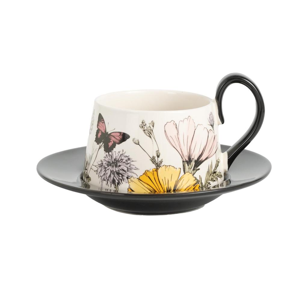 Set di Tazza da Caffè e Sottotazza in Ceramica Retro di Alta Gamma con Scatola Regalo per il Tè del Pomeriggio