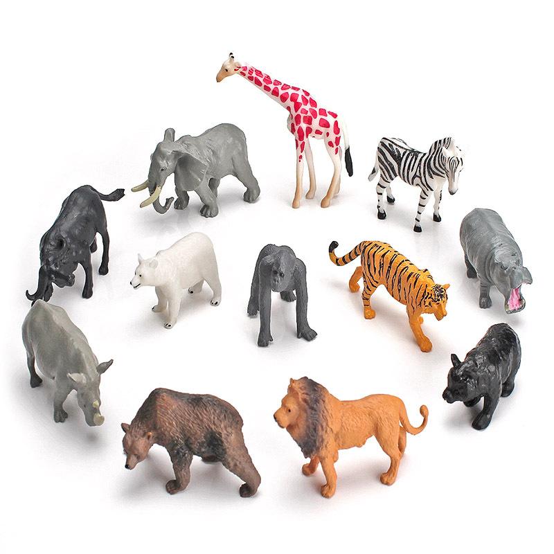 Mini Simulation Forest Animal Model Giraffe Tiger Lion Zoo Static Ornament Toy