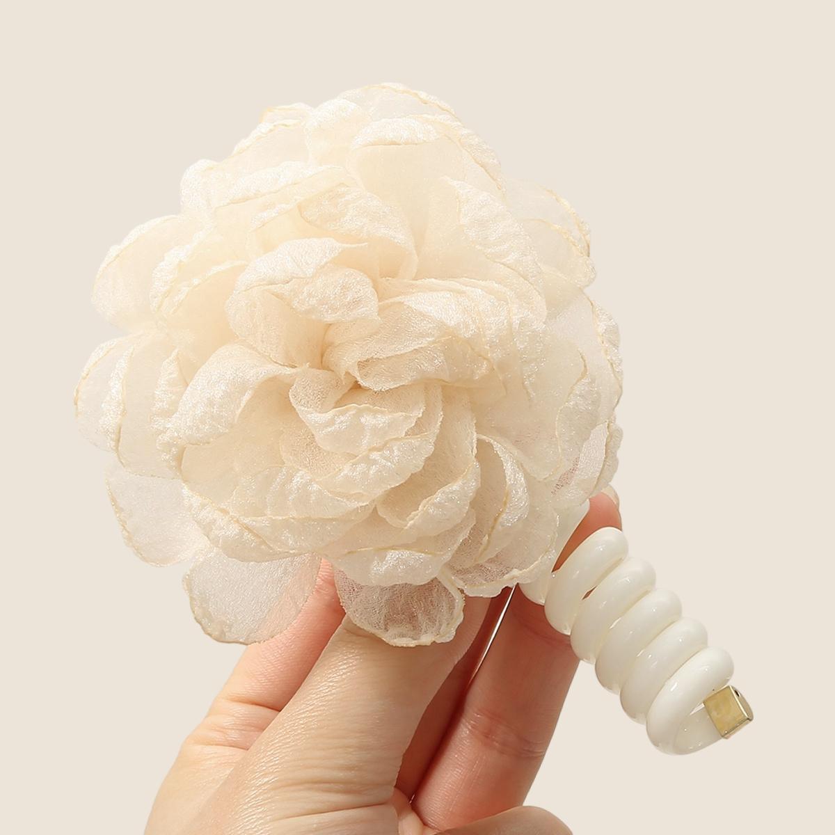 

Квіткова пов язка для волосся Кільце для волосся Мотузка для голови Модні головні убори для дівчинки Солодка гумка Аксесуари для волосся слонова кістка