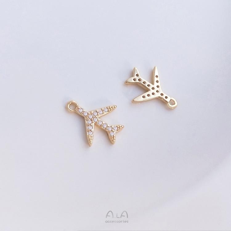 14K Gold-Filled Micro-Pave Zircon Small Charms: Girl's Business Trip Series - Handbag, Perfume, Dress, Crown DIY Pendant
