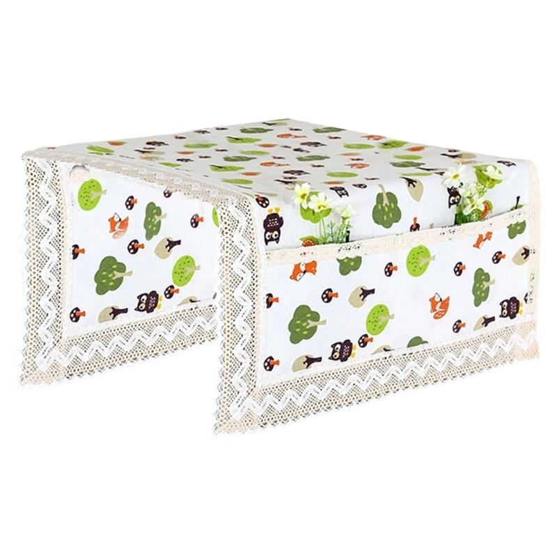 Multis Pocket Cotton Linen Refrigerator Cover Durables Washable Fabric Surfacee Protectors