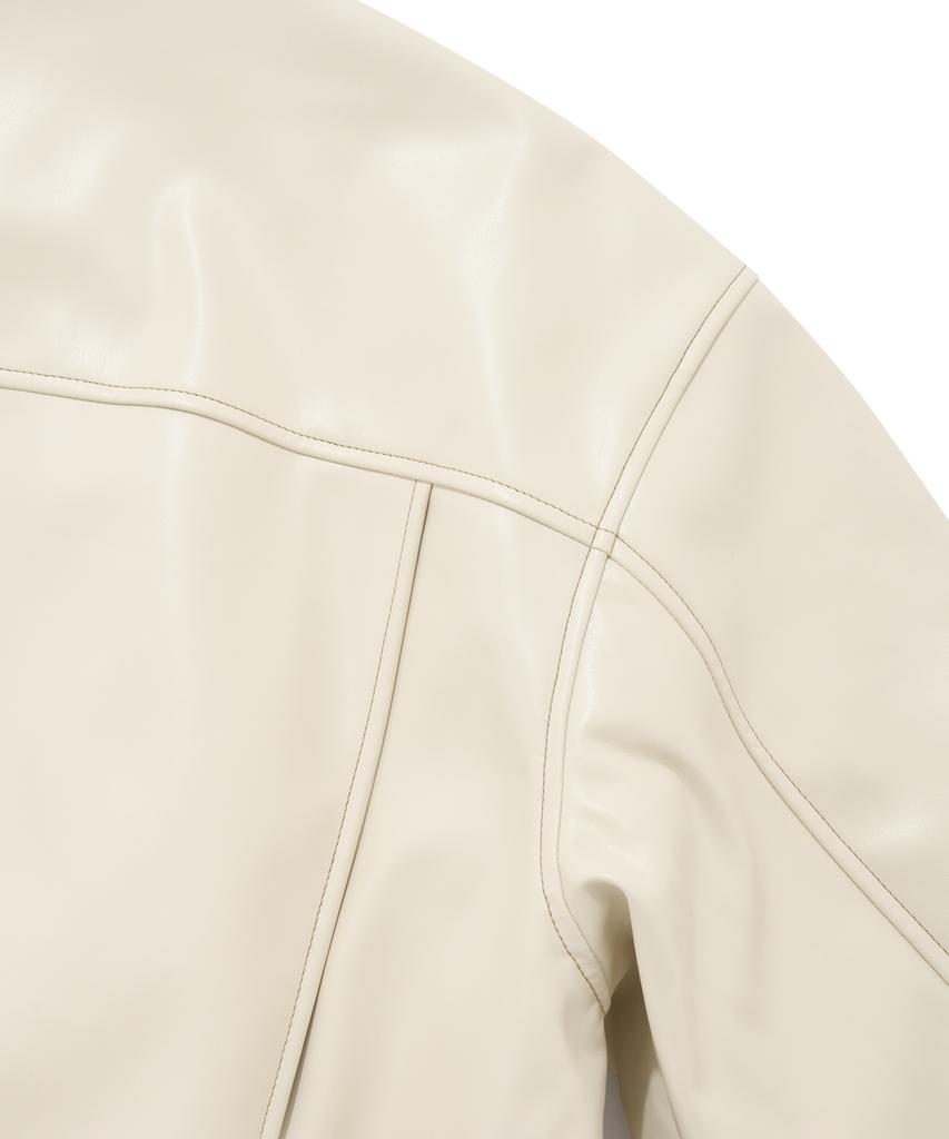 Fallett Topstitch Vegan Leather Padded Blouson Ivory