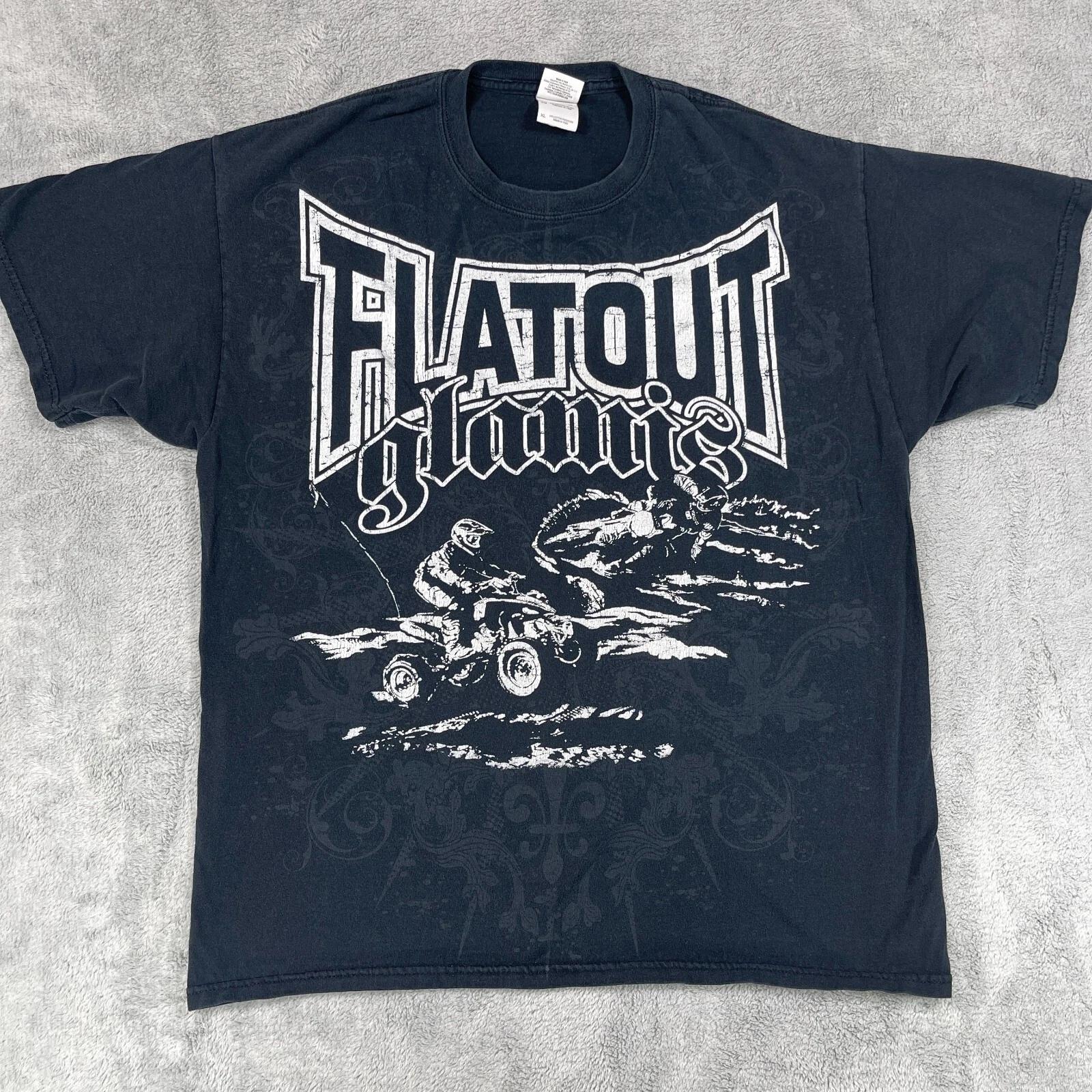 Flatout Glamis Offroad Motorsports T-Shirt Mens XL Black Graphic Print Y2K 4XL