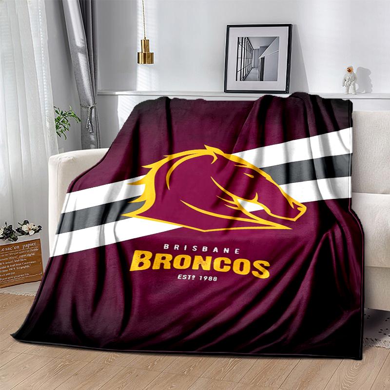 Brisbane Broncos Flannel Blanket Soft All-Season Throw, Design for Camping, Car Travel, Hiking Sofa, Bed, Office Perfect Gift for Parties