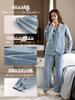 RENPAI Winter Long and Long Pants Solid Loose Women's Pajamas, Sleeves, Open-Front Loungewear, Set, Thick, Soft, Color, Warm, Fit, Cute, Autumn/Winter